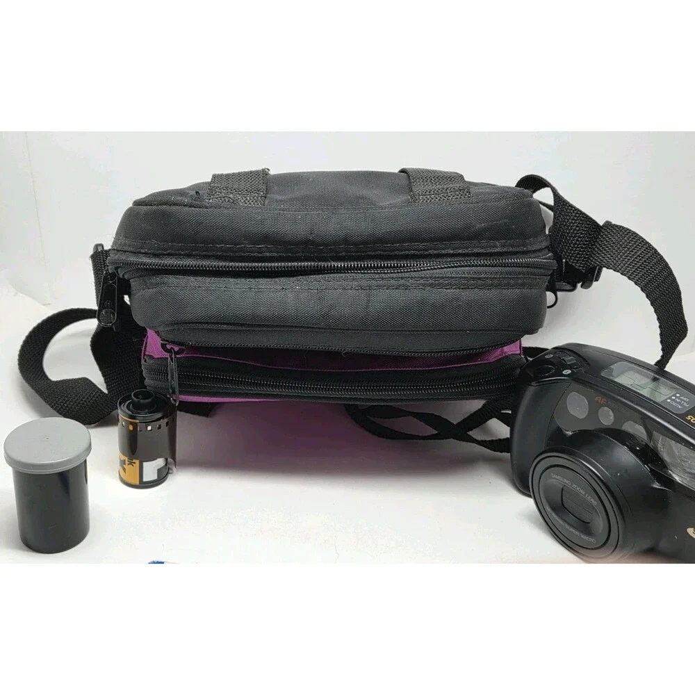 Samsung Maxima Zoom 105 35mm Film Cam Bundle w/ Case, Manual & Kodak Film Tested